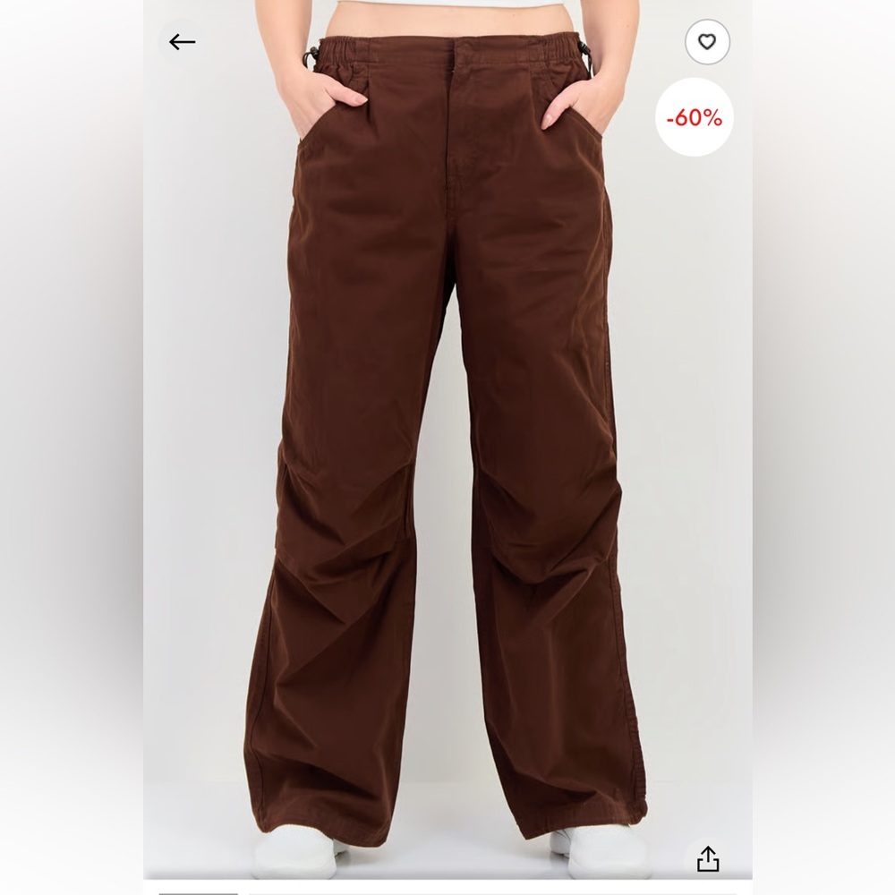 Bershka Chocolate Brown Parachute Pants - Picture 2 of 5